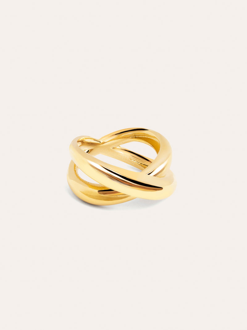 Single Cross Ring, vergoldet