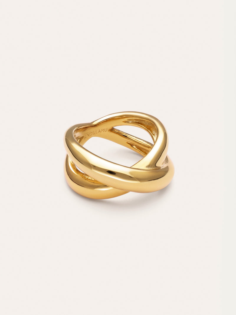 Ring Single Cross Staal verguld 彩神争霸代理