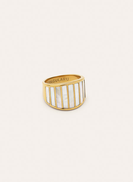Anillo Siren Shells Acero Baño Oro