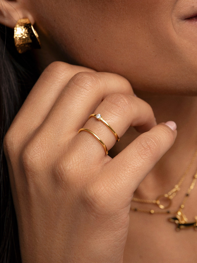 Spiral Spark Ring Silver 18kt Gold Plated