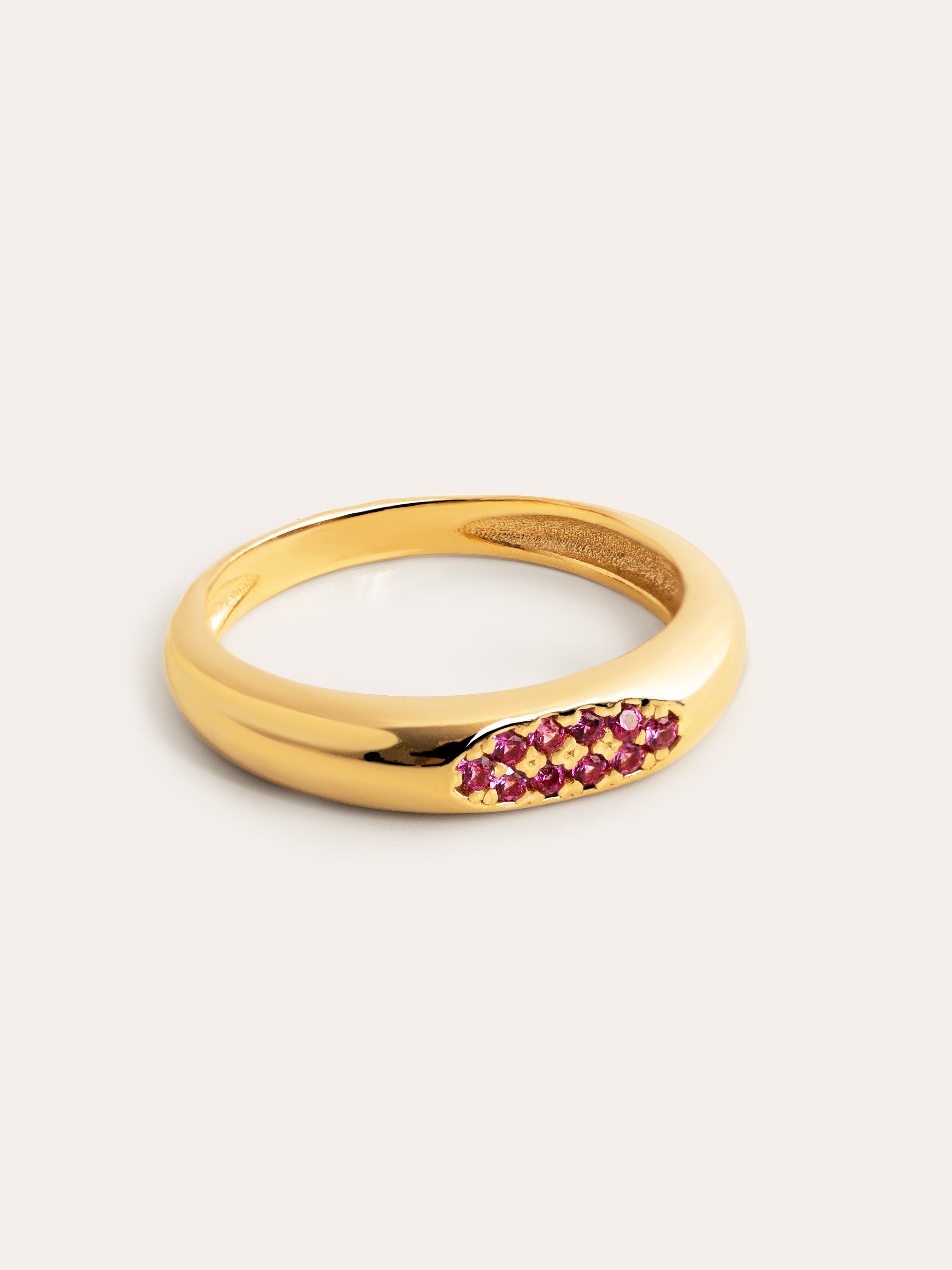 Anillo Signet Raspberry Plata Baño Oro