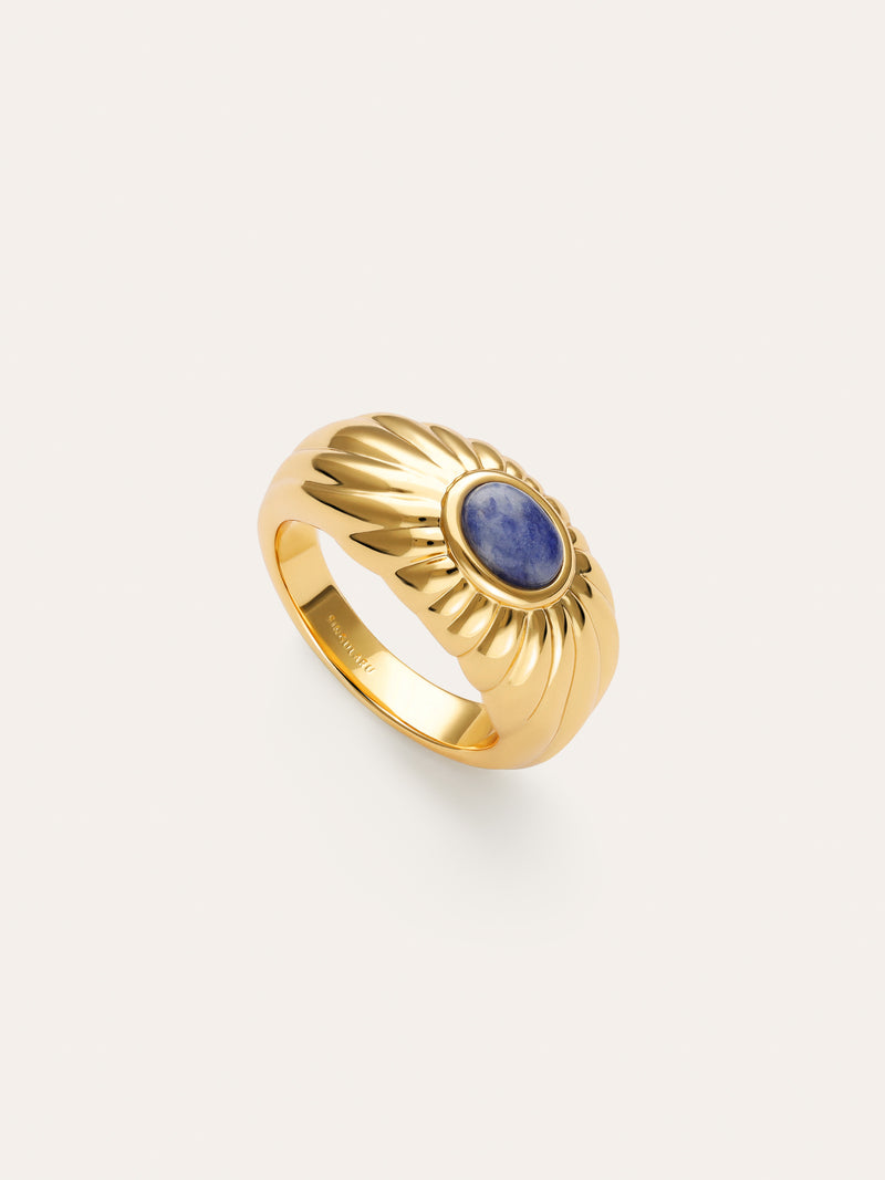 Sunbeam-Ring Blau Vergoldet