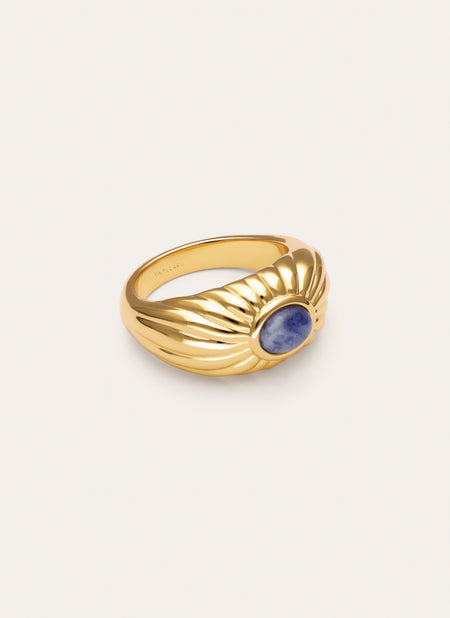 Sunbeam-Ring Blau Vergoldet