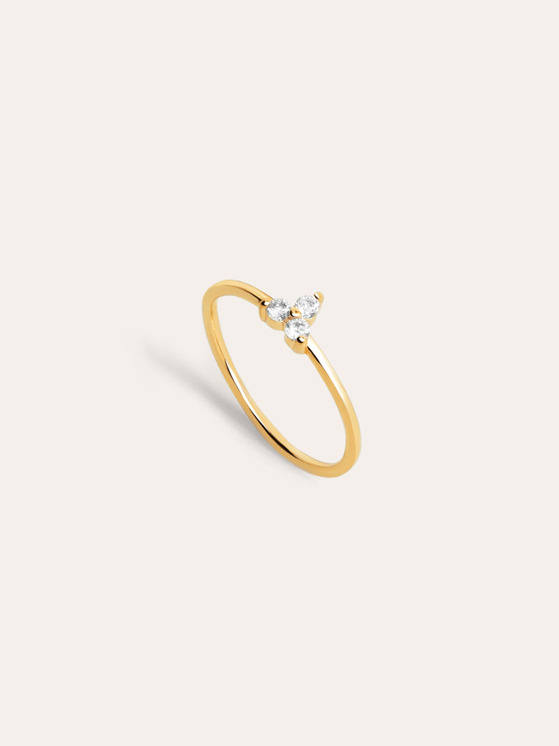 Kleeblatt-Ring Silber mit Goldbeschichtung