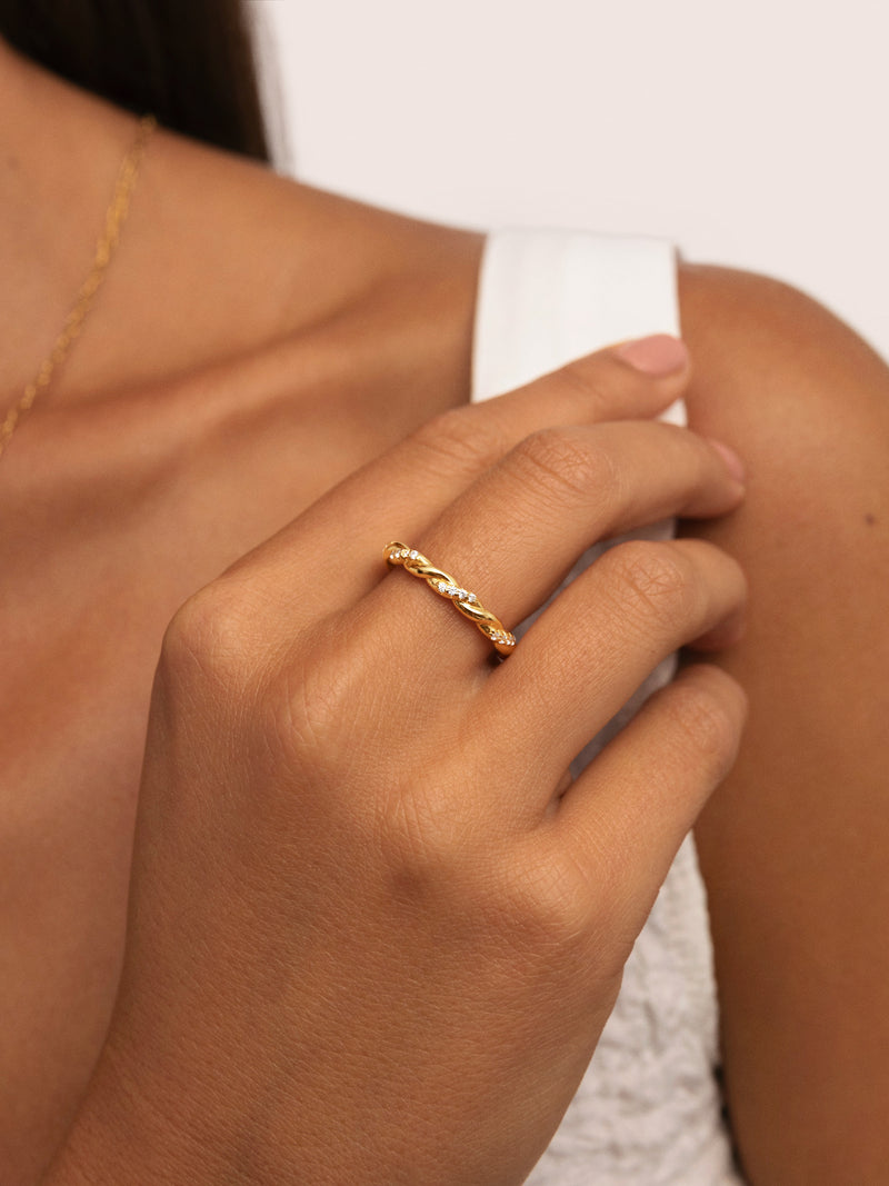 Tressia Ring Silber, vergoldet