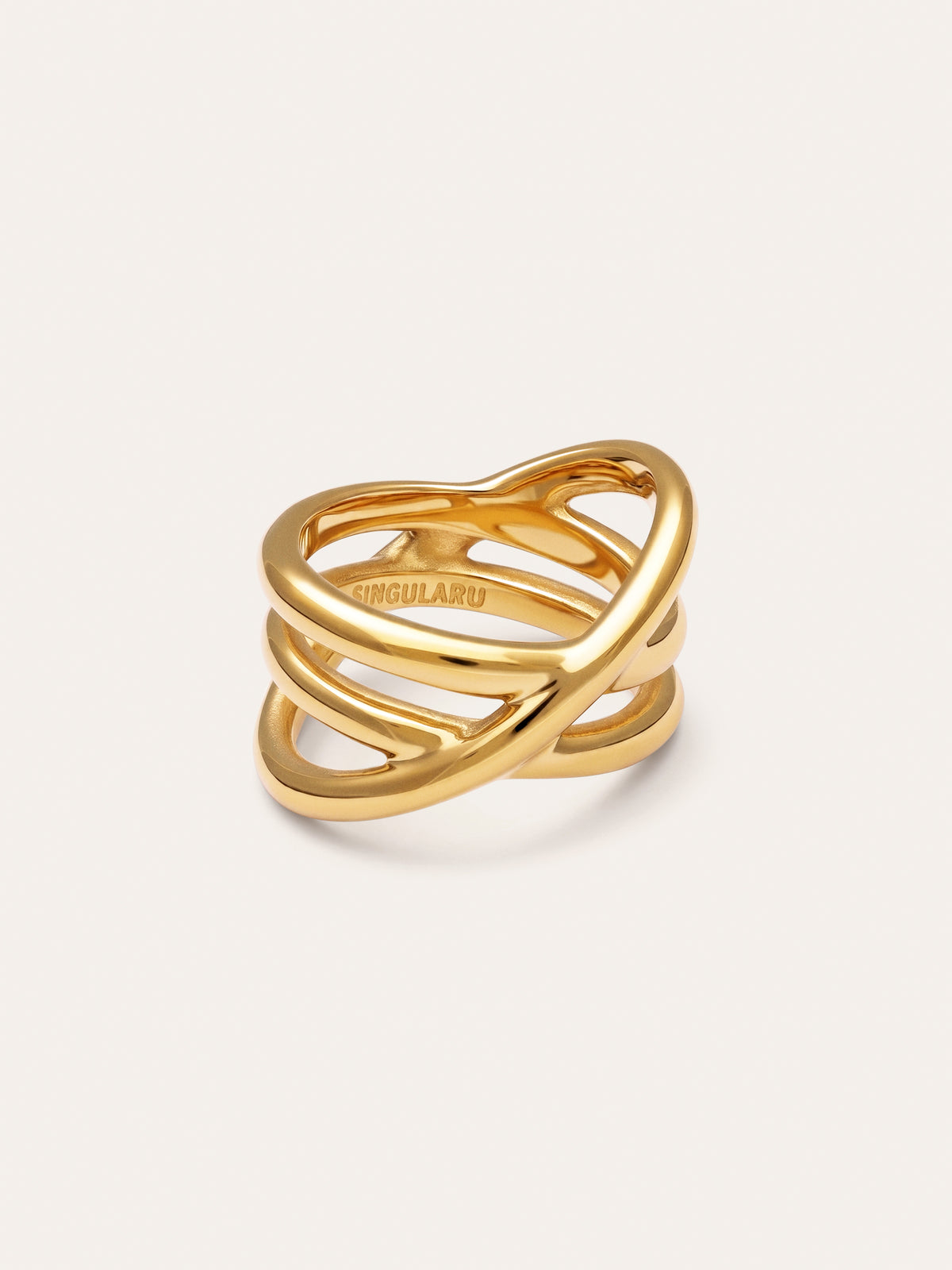 Anillo Trinity Acero Baño Oro