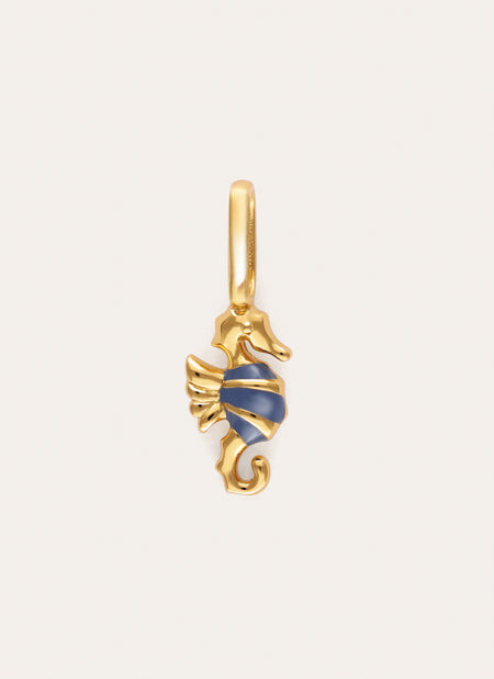 Charm Seepferdchen Blau Vergoldet