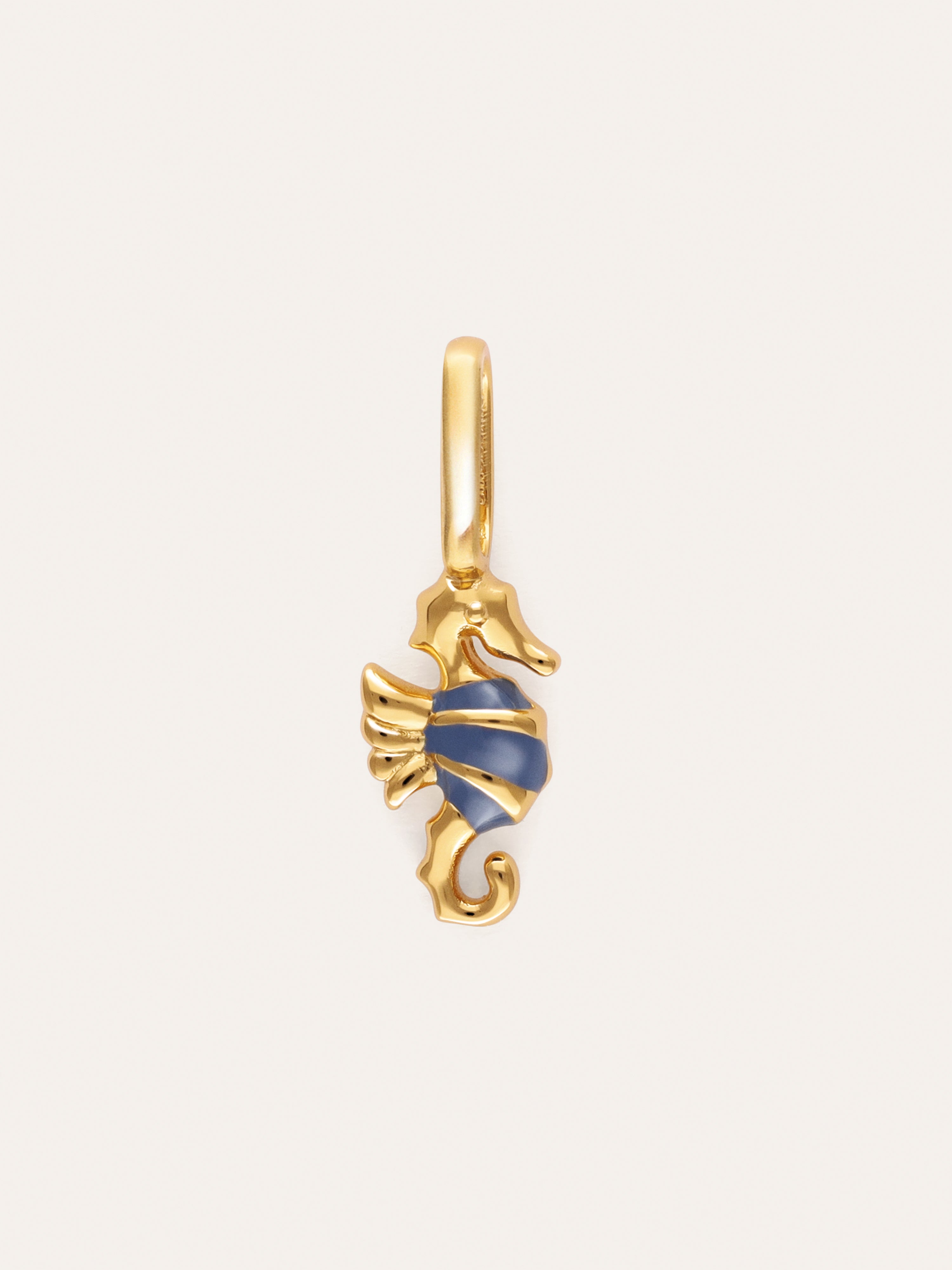 Charm Seepferdchen Blau Vergoldet