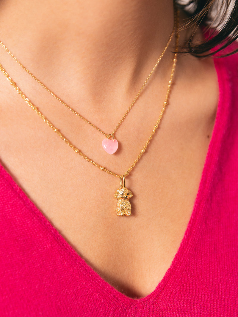 Halskette Sweet Heart Pink Stone Vergoldet