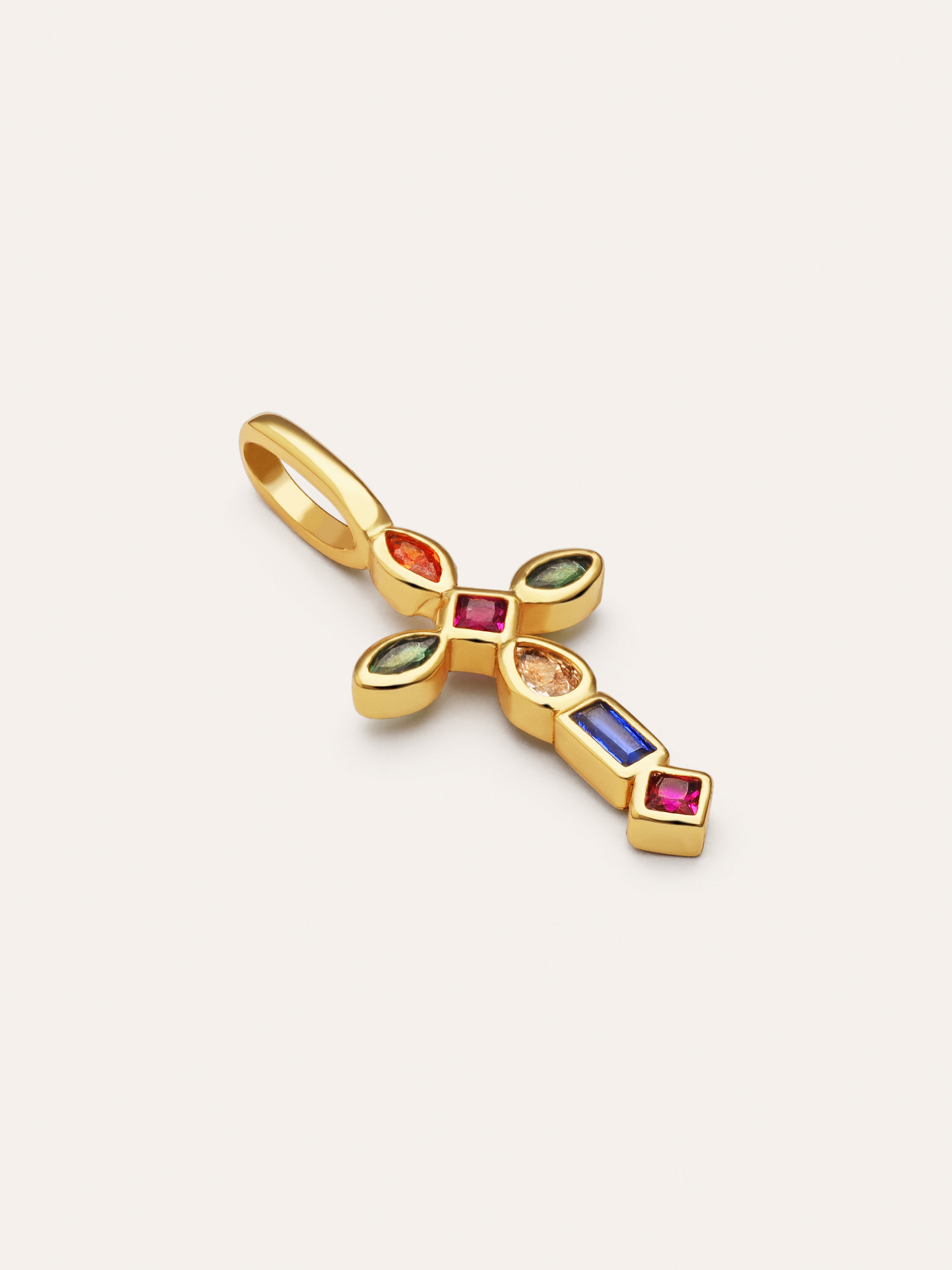 Charm Kreuz Cascade Silber vergoldet