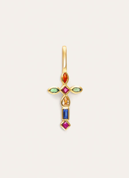 Charm Kreuz Cascade Silber vergoldet