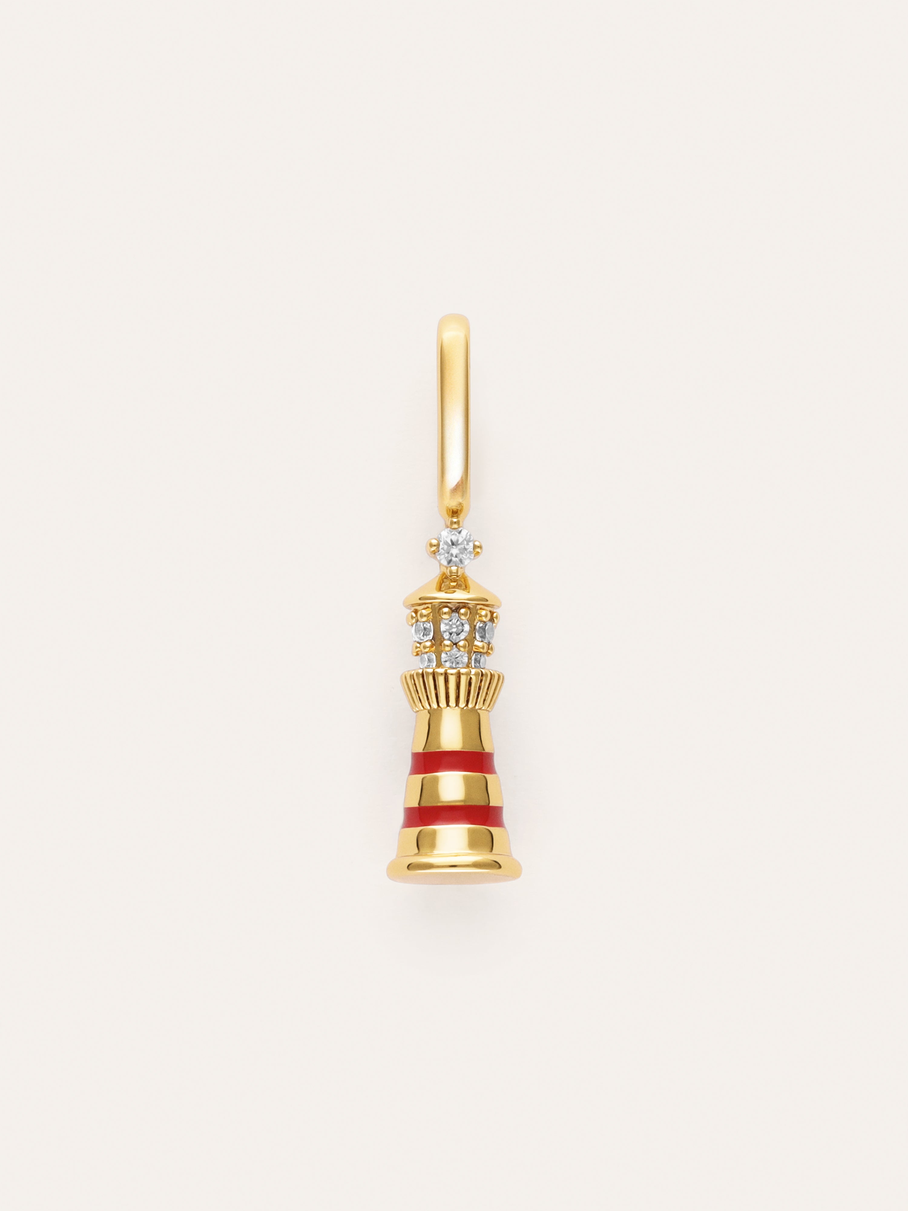 Charm Phare Rouge Plaqué Or