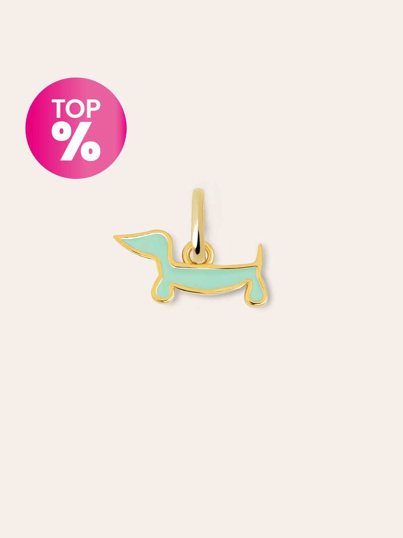Charm Mini Perro Teckel Enamel Sky Baño Oro