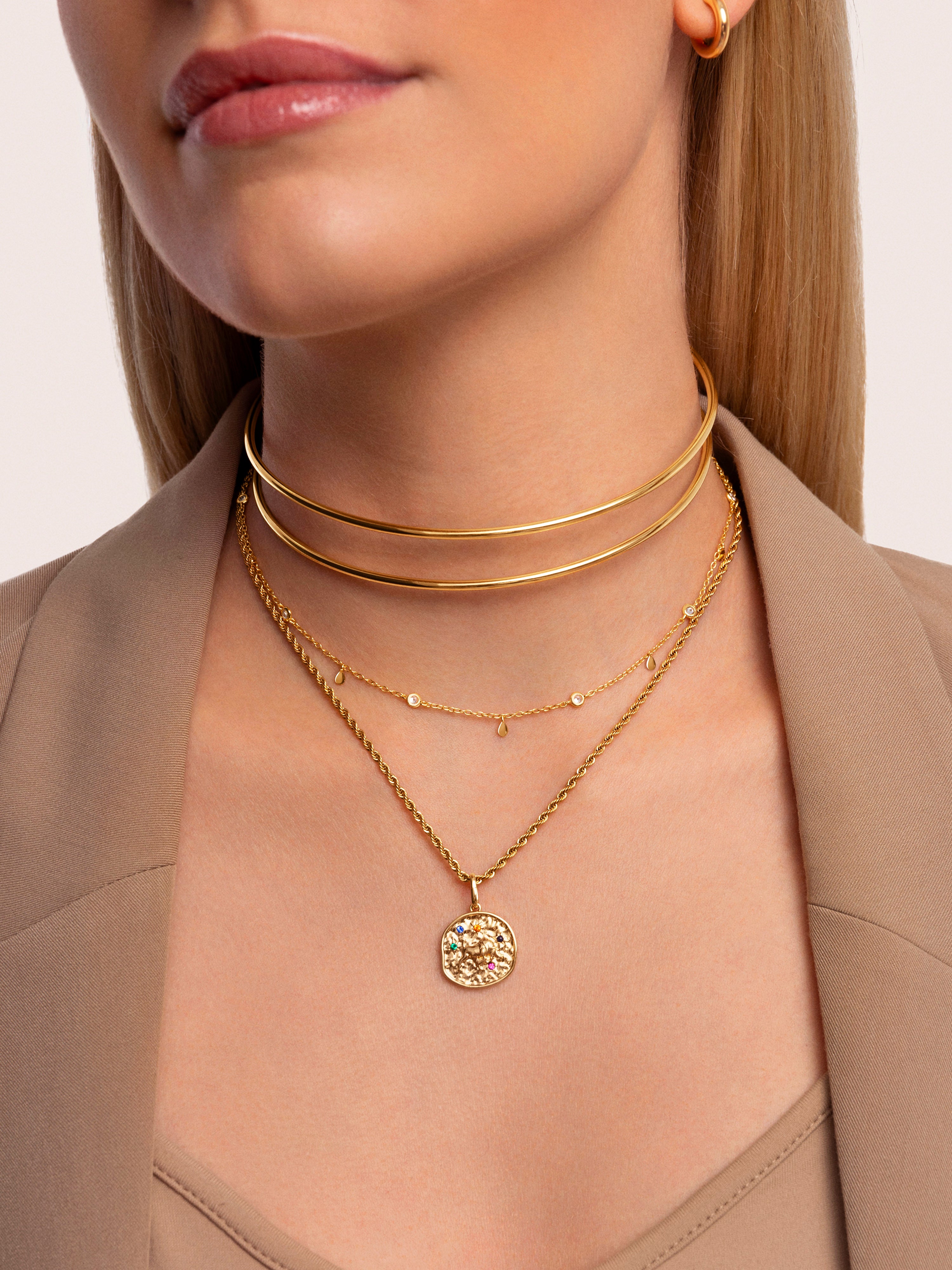 Double Ring Gold Choker 