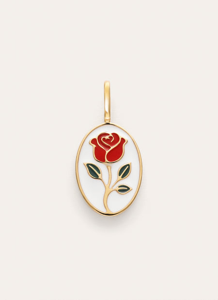 Charm Rosa Enamel Baño Oro