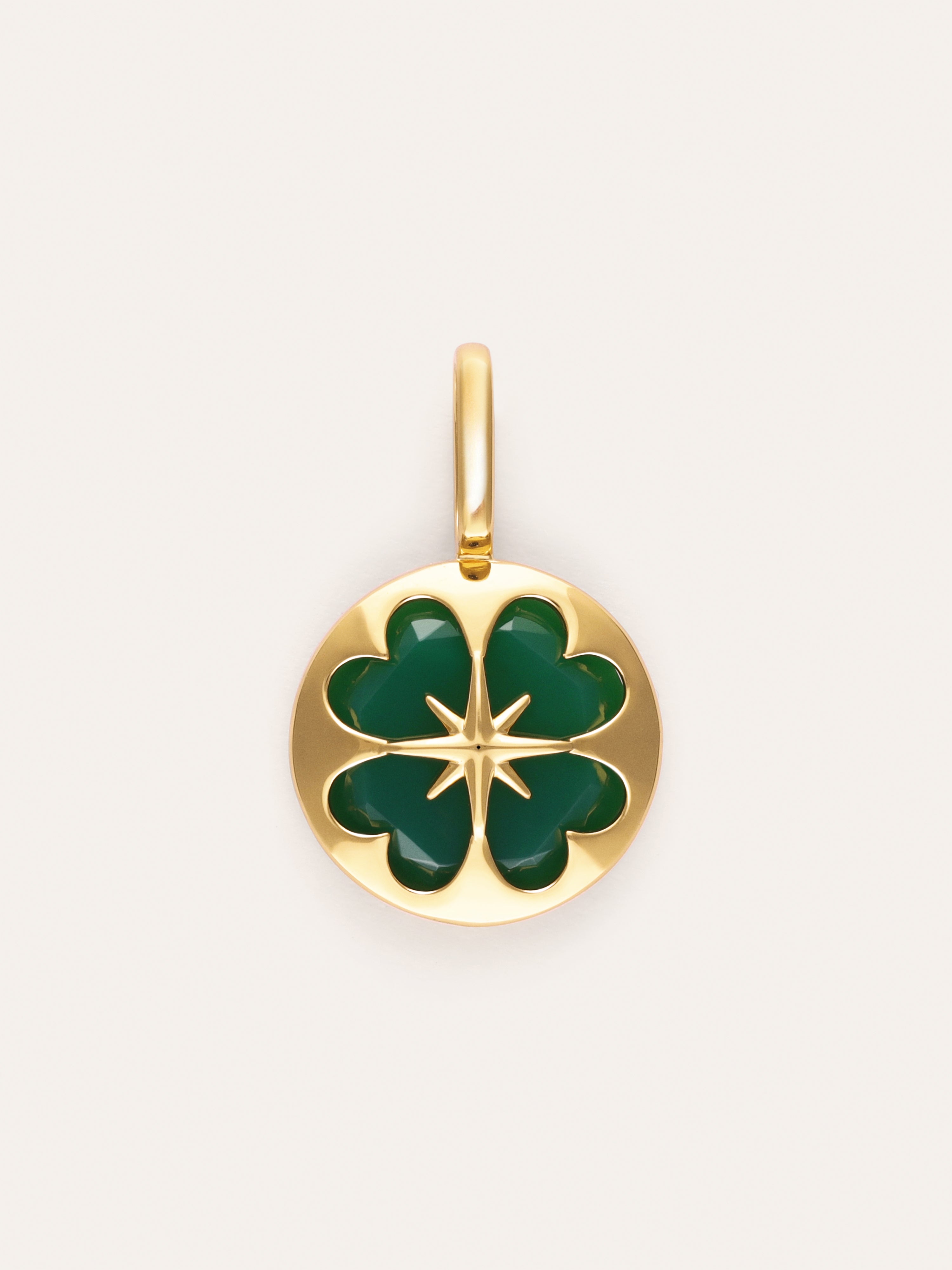 Charm Kleeblatt Achat 18kt vergoldet