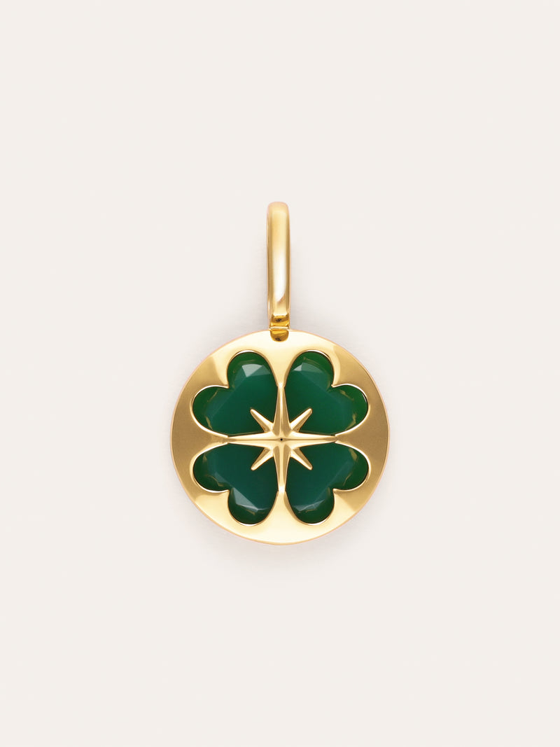 Charm Kleeblatt Achat 18kt vergoldet