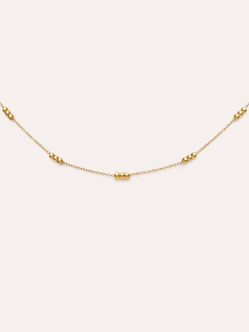 Collar Triple Dots Acero Baño Oro