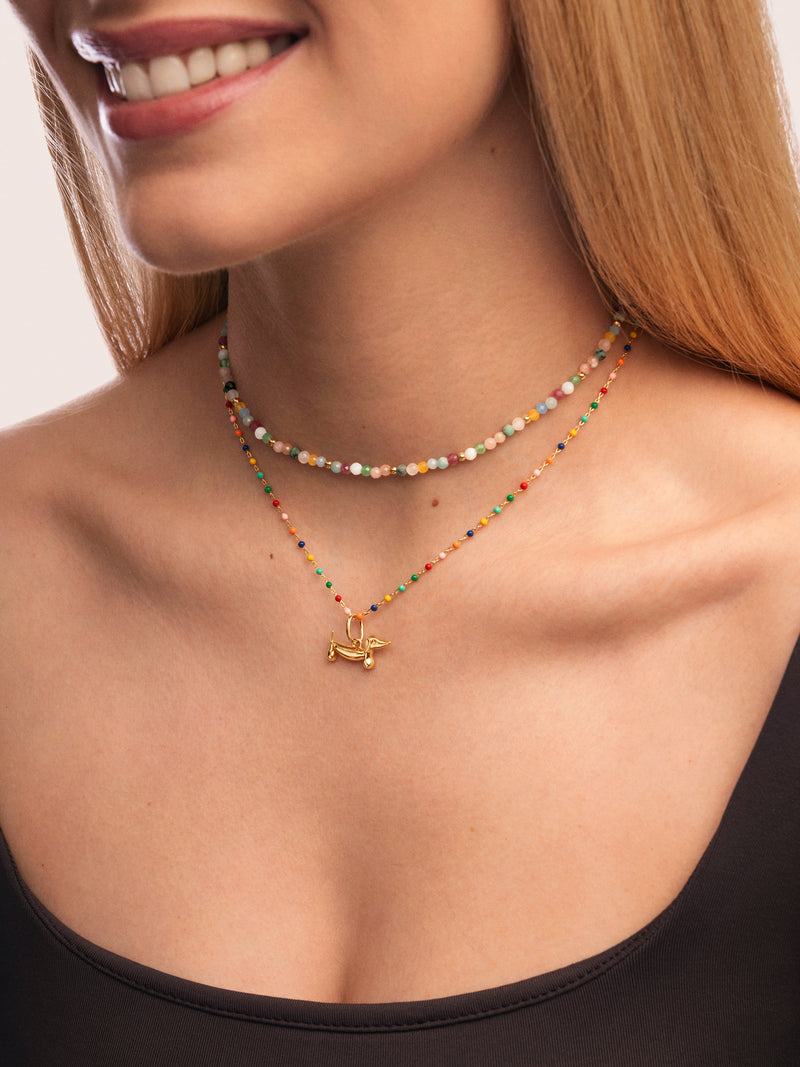 Dots Colors Halskette enamel Silber, vergoldet