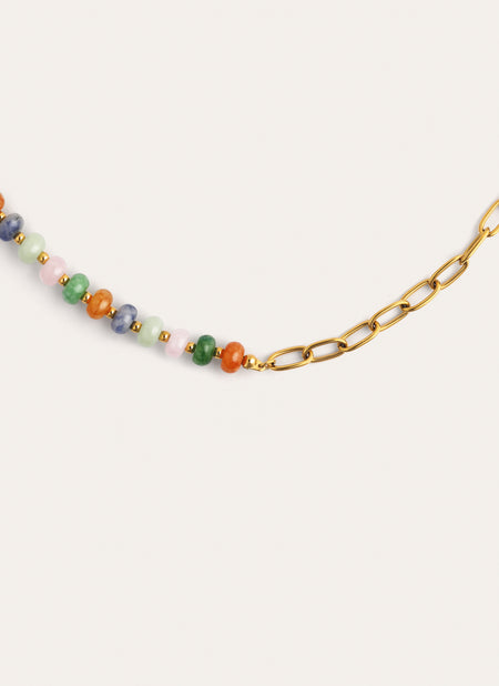 Halskette Alpine Chic Stones Edelstahl mit Goldbeschichtung