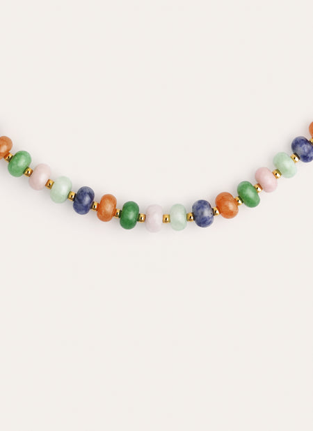 Collar Alpine Stones Acero Baño Oro