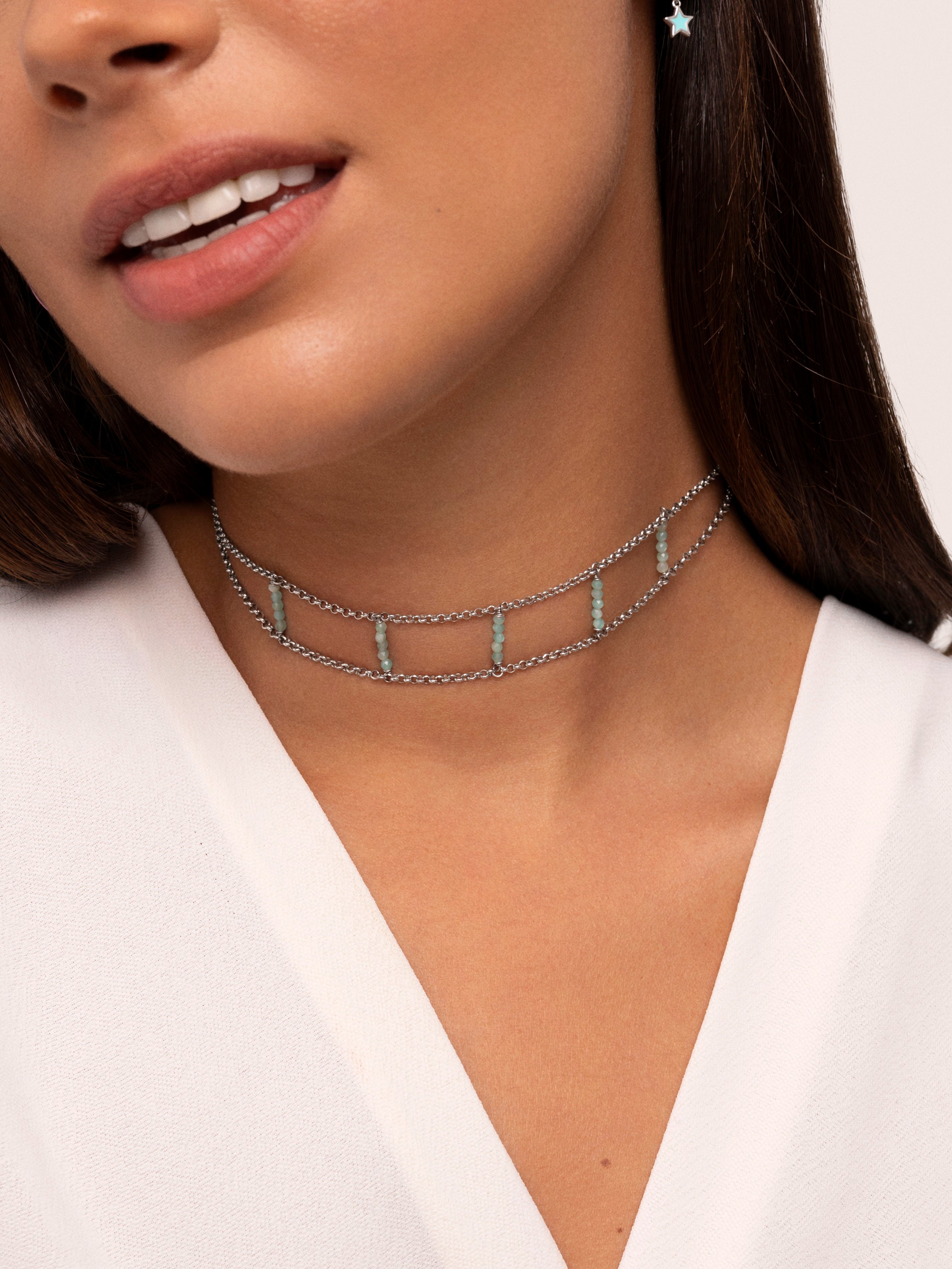 Blue Havana Stainless Steel Choker