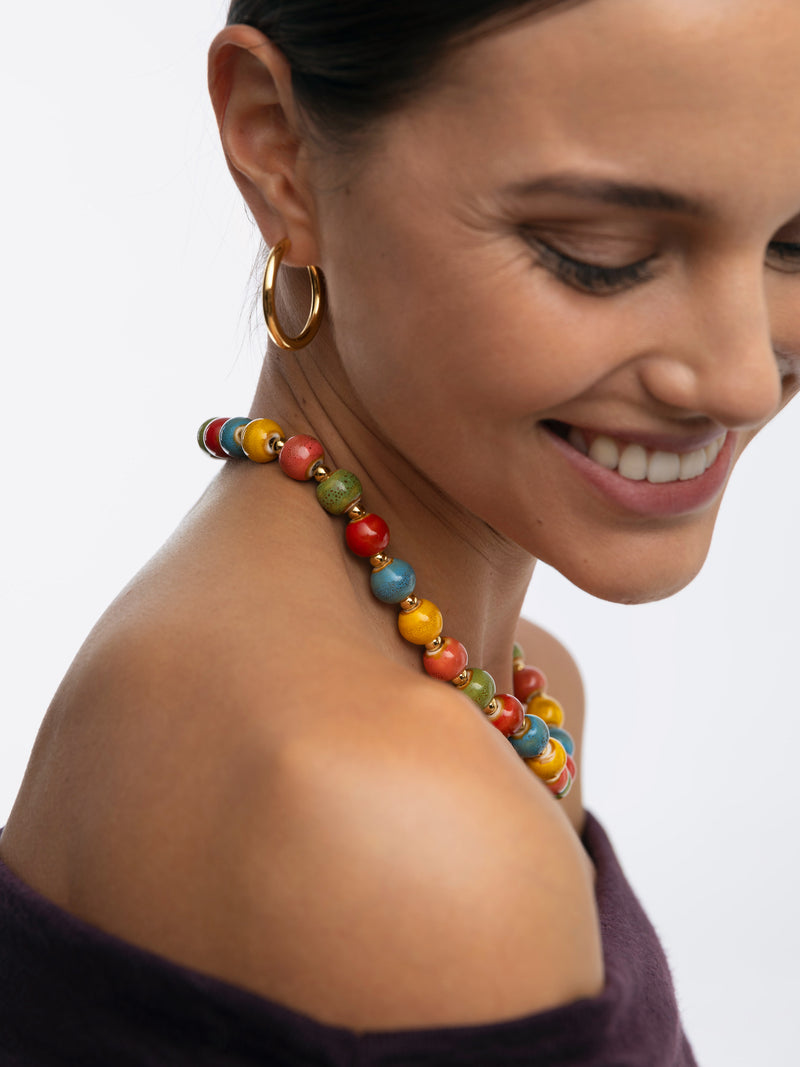 Collier Cannelle Acier Plaqué Or