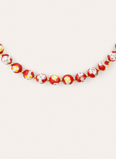 Collar Carmesí Acero Baño Oro