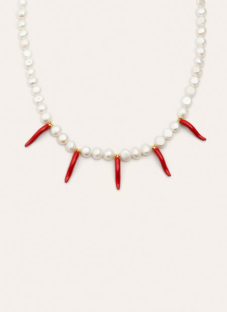 Collar Chili Pearl Acero Baño Oro