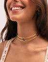 Collier ras du cou Cianite Acier Plaqué Or