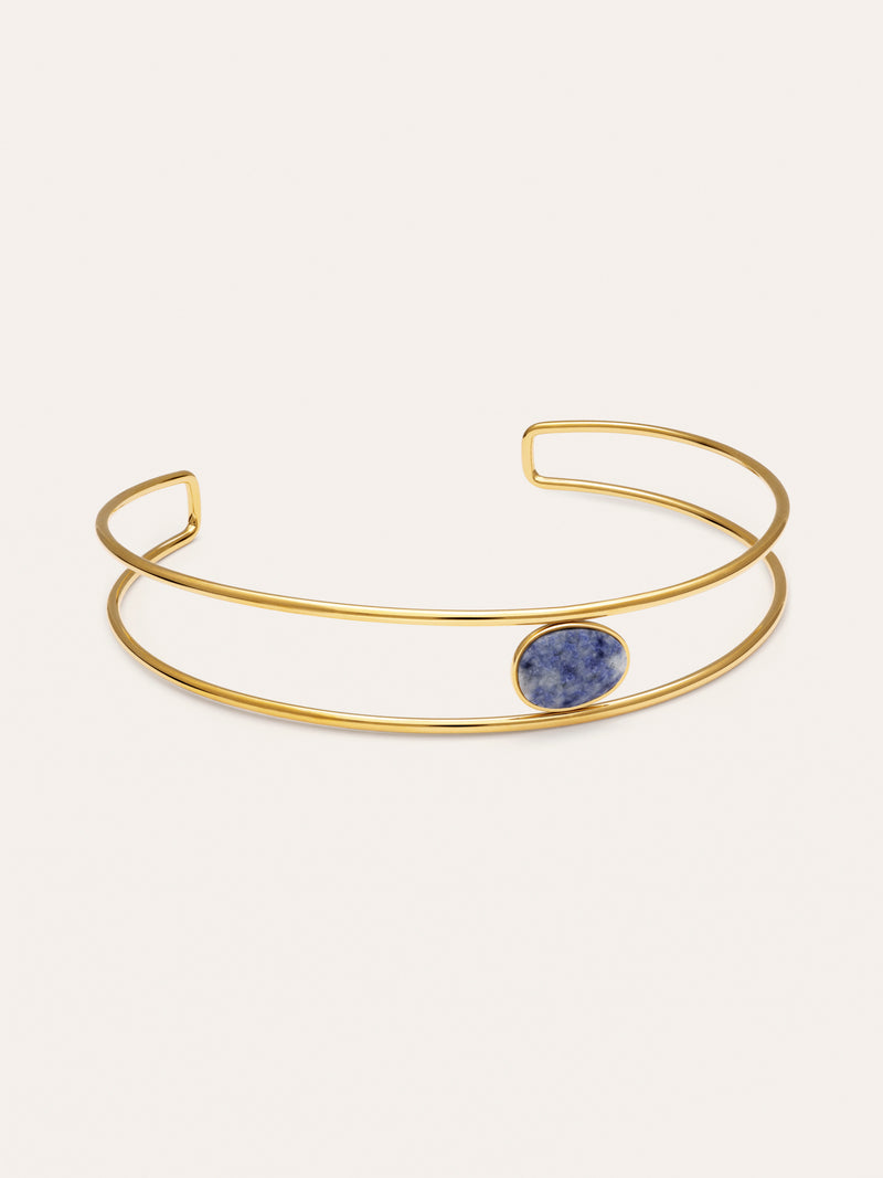 Collier ras du cou Cianite Acier Plaqué Or
