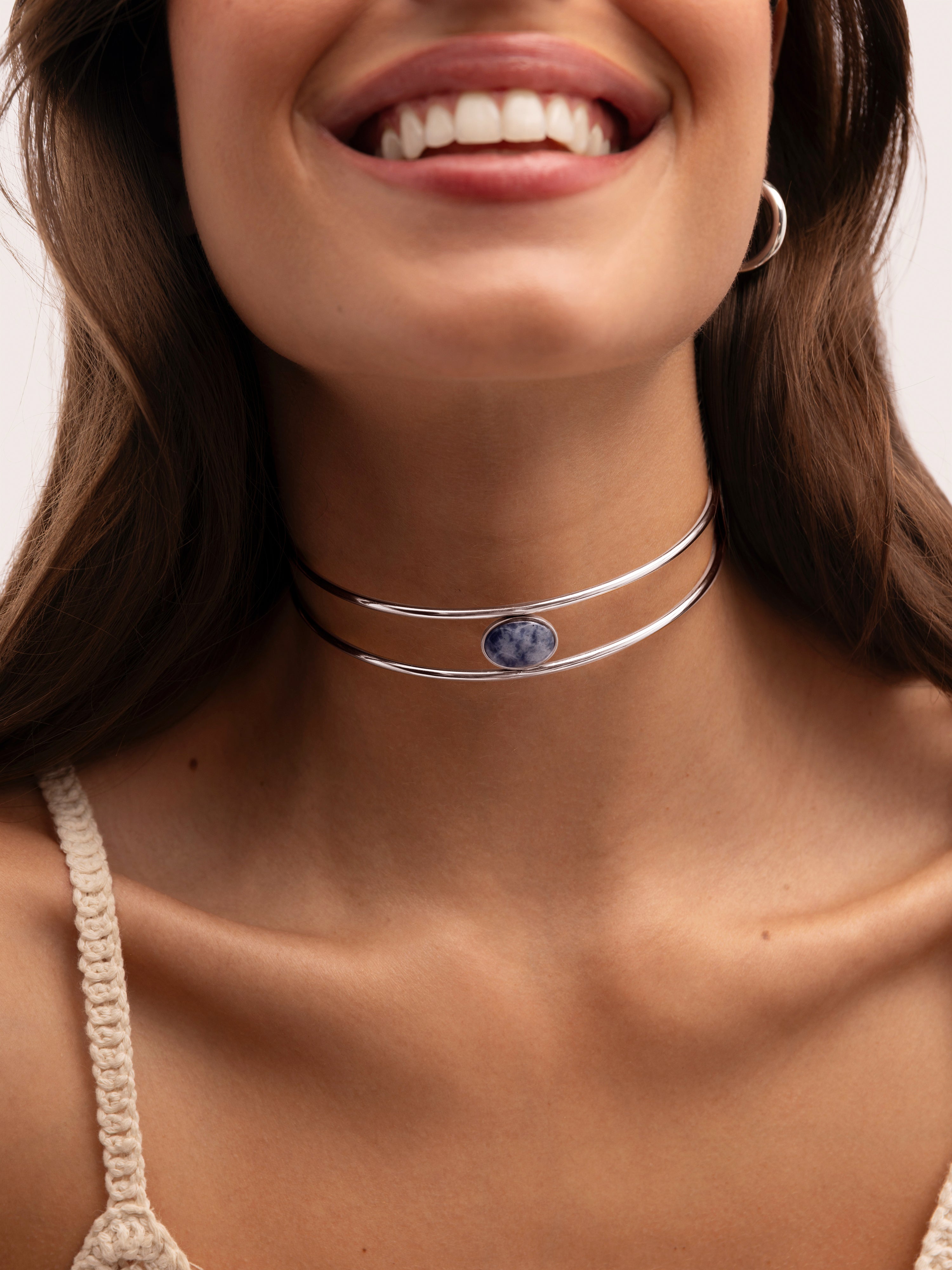 Collier ras-du-cou Cianite Acier