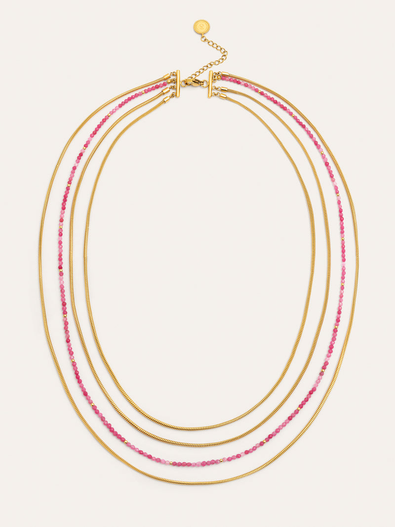 Cleopatra Pink Halskette, Edelstahl, vergoldet