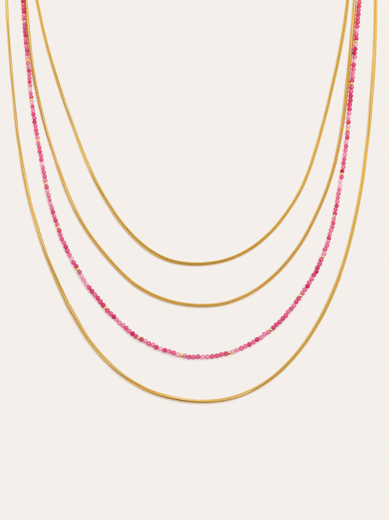 Cleopatra Pink Halskette, Edelstahl, vergoldet