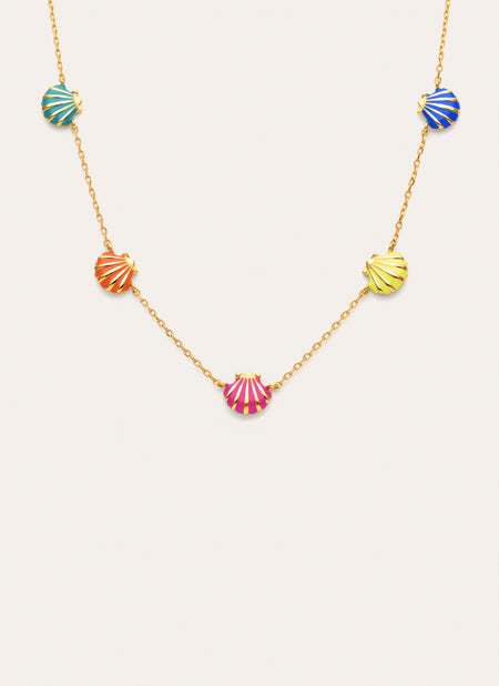 Colar Conchas Enamel Banho Ouro