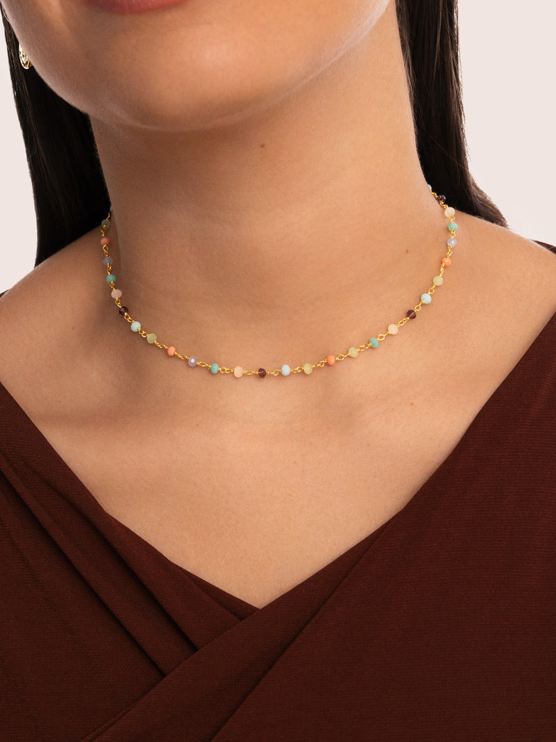 Ketting Crystals Colors Zilver Goud Verguld