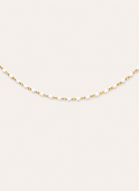 Collar Dots Enamel Blanco Acero Baño Oro