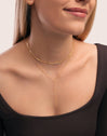 Collar Y Stick Plata Baño Oro