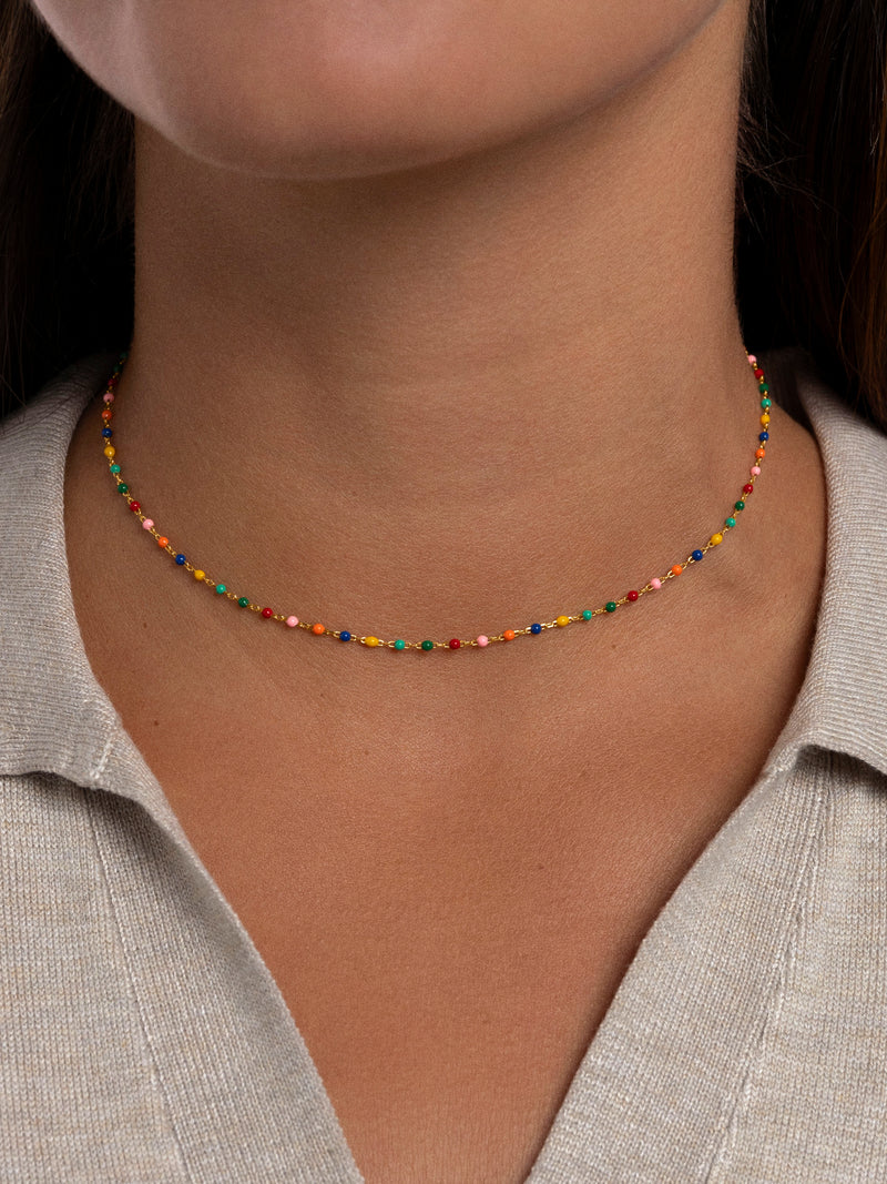 Dots Colors Halskette enamel Silber, vergoldet