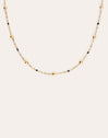 Dots L Black Enamel Stainless Steel Gold Necklace