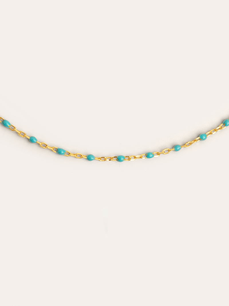 Dots Turquoise Enamel Halskette Silber, vergoldet