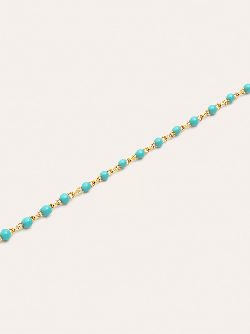 Dots Turquoise Enamel Halskette Silber, vergoldet