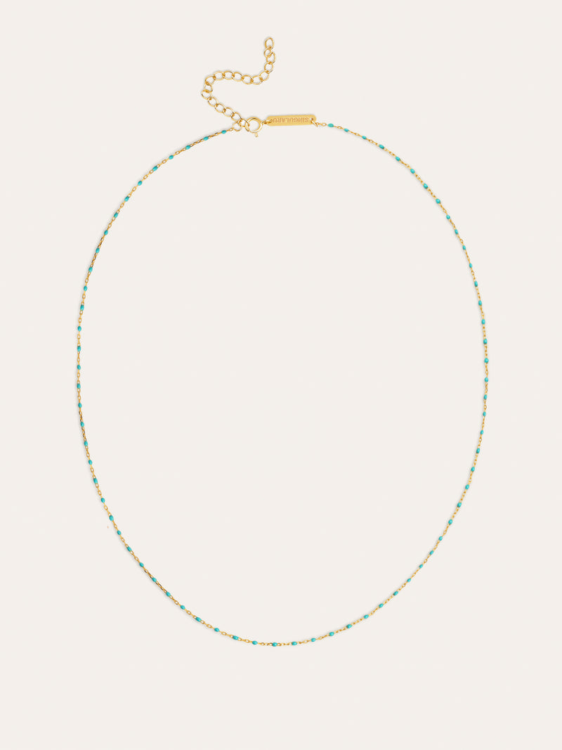 Dots Turquoise Enamel Halskette Silber, vergoldet
