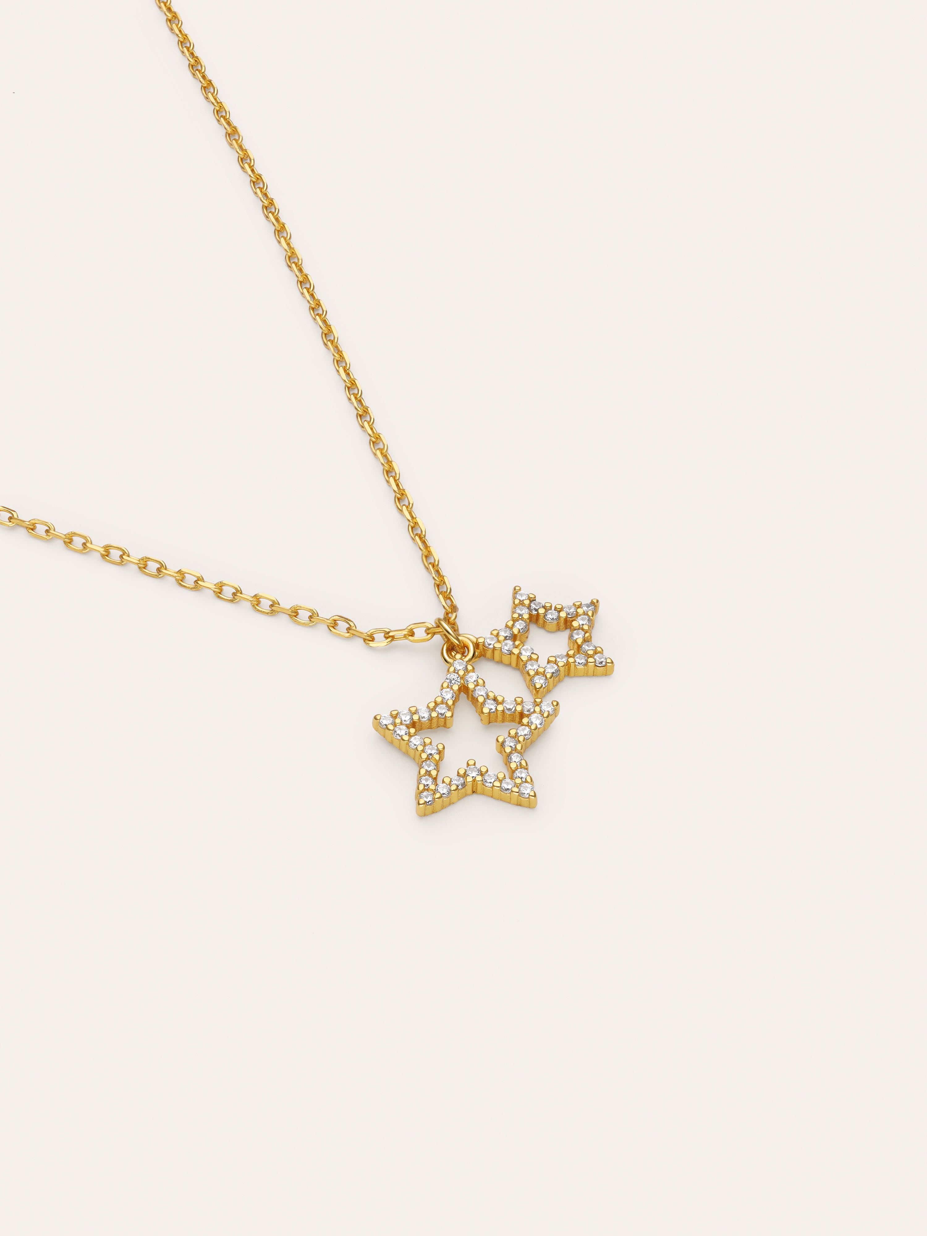 Collier Duo Stars Spark Argent Plaqué Or