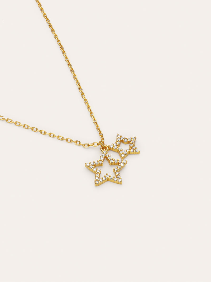 Collier Duo Stars Spark Argent Plaqué Or