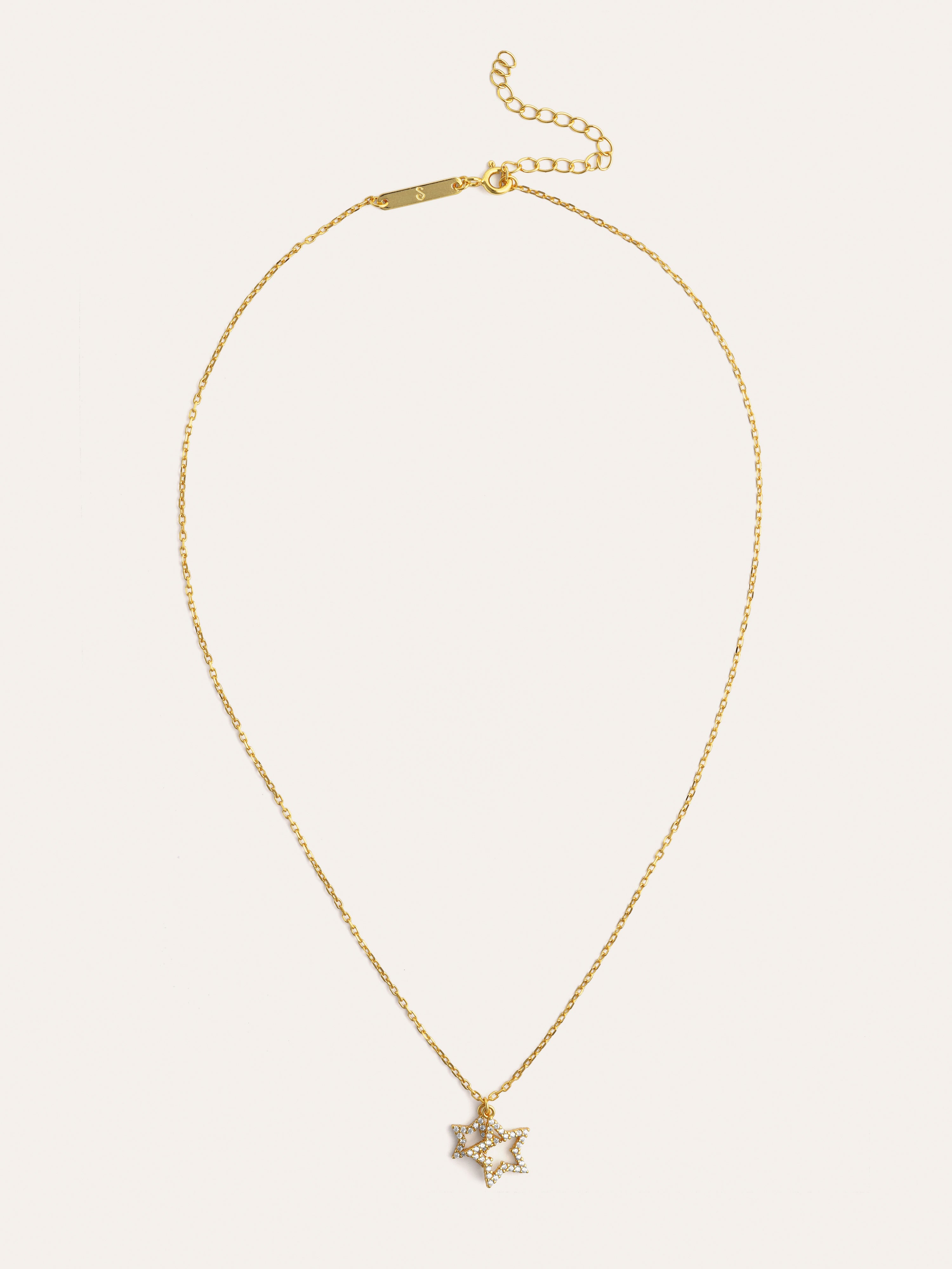 Collier Duo Stars Spark Argent Plaqué Or