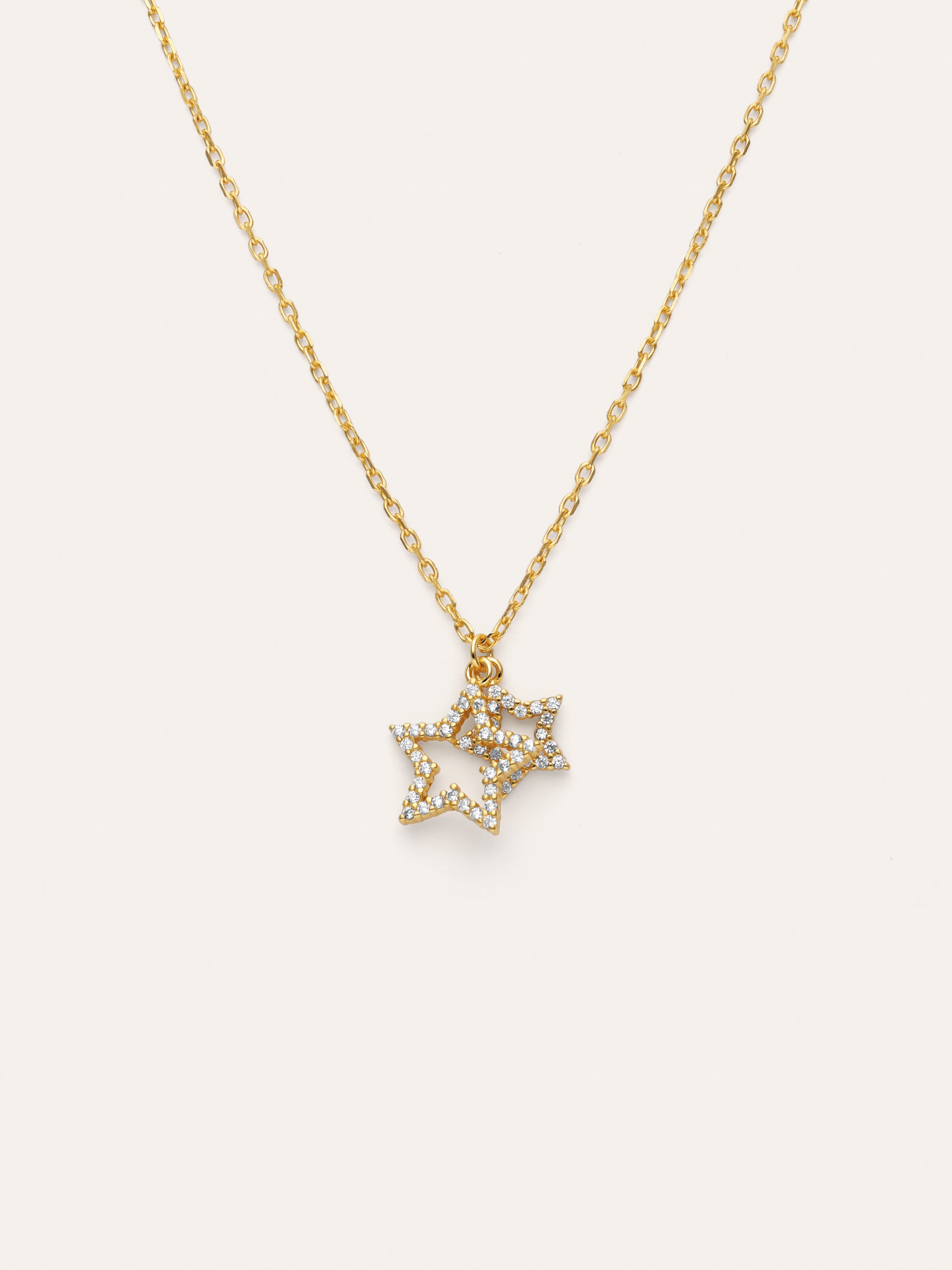 Collier Duo Stars Spark Argent Plaqué Or