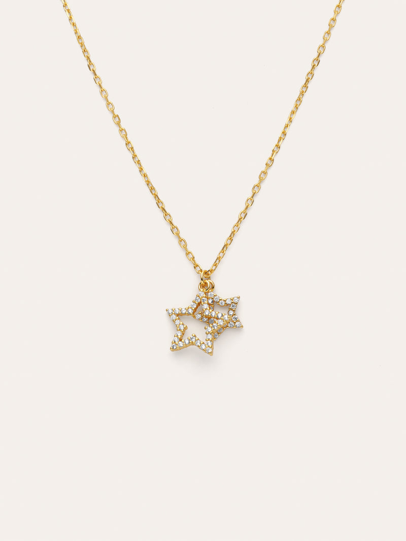 Collier Duo Stars Spark Argent Plaqué Or