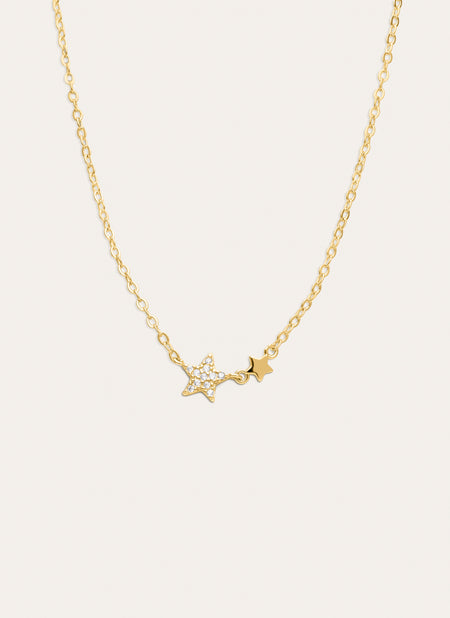 Colar Duo Stars com Banho de Ouro