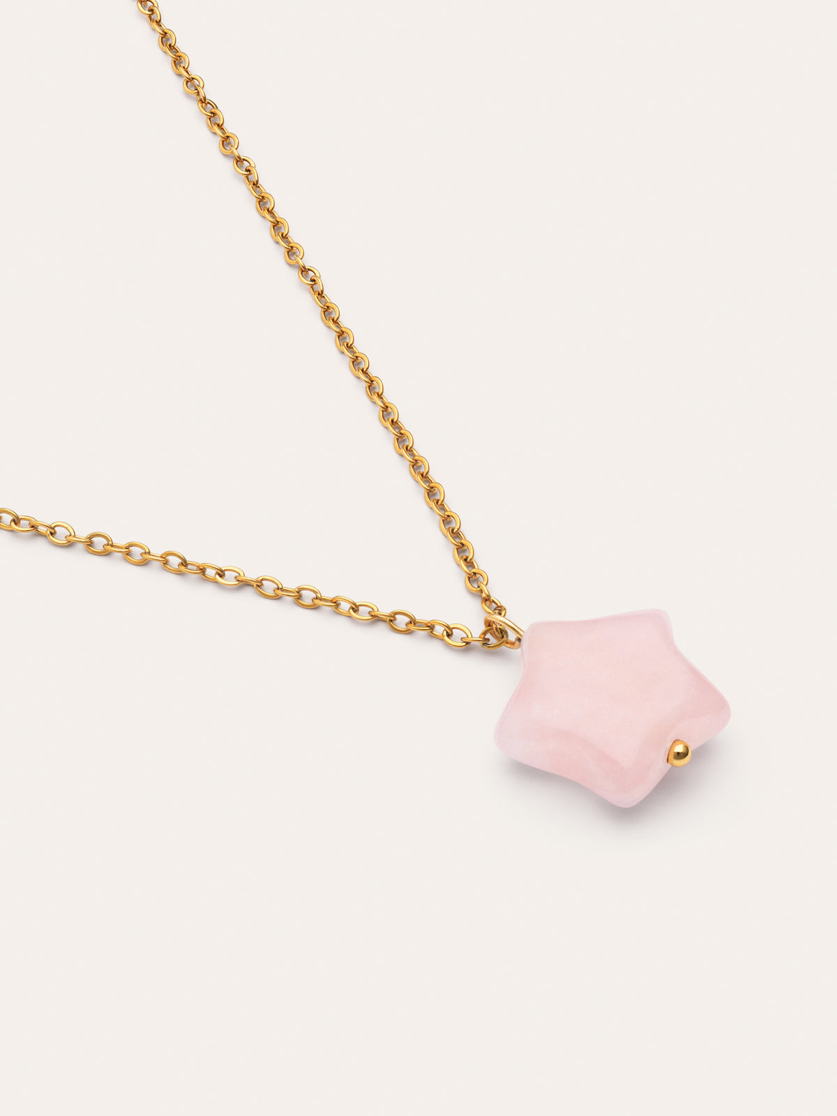 Imagen detalle de Collier Étoile Quartz Rose Acier Plaqué Or